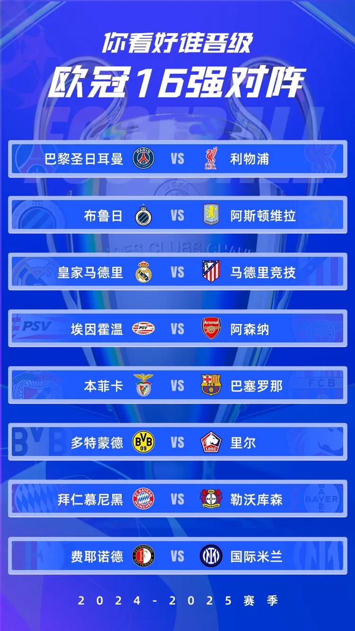 欧冠赛程表2025，欧冠赛程表2025里本斯？