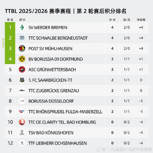 德甲联赛赛程积分榜，德甲联赛积分榜排名情况