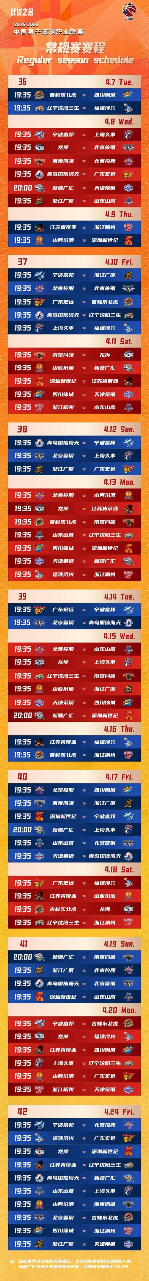 cba篮球赛的赛程，cba篮球赛赛程表时间安排最新