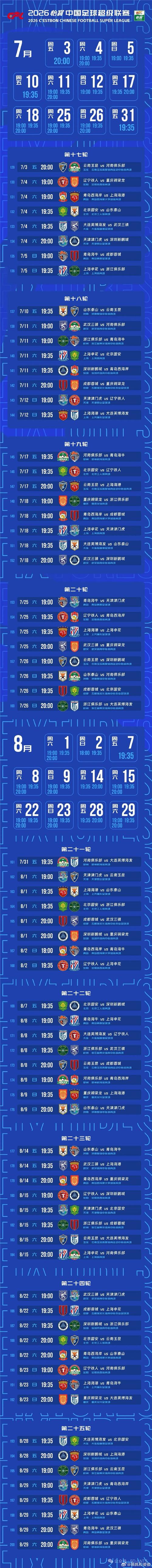中超2026联赛赛程，中超联赛2020赛程转播？
