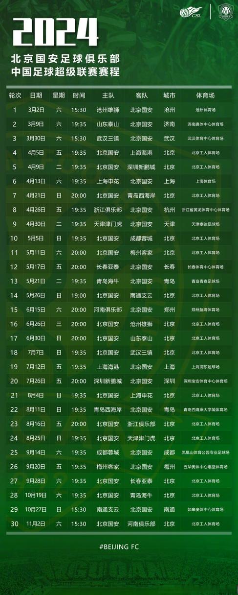 2026国安赛程表最新消息？国安2020赛程时间表？